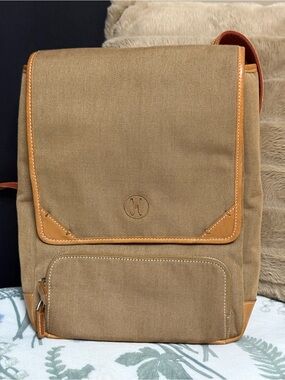 Cole Haan Tan Canvas Backpack with Leather Trim